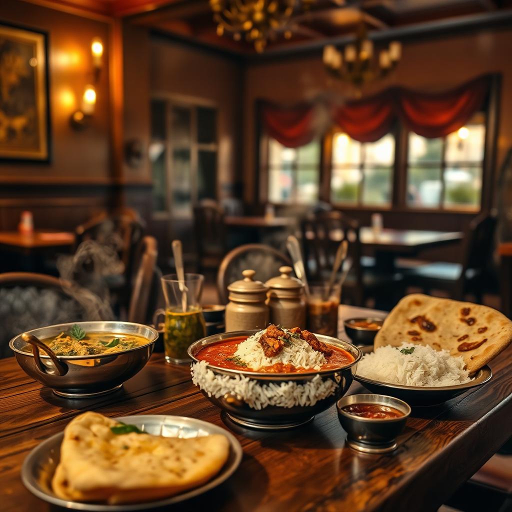 Comida india servida en Santa Masala Indian Restaurant